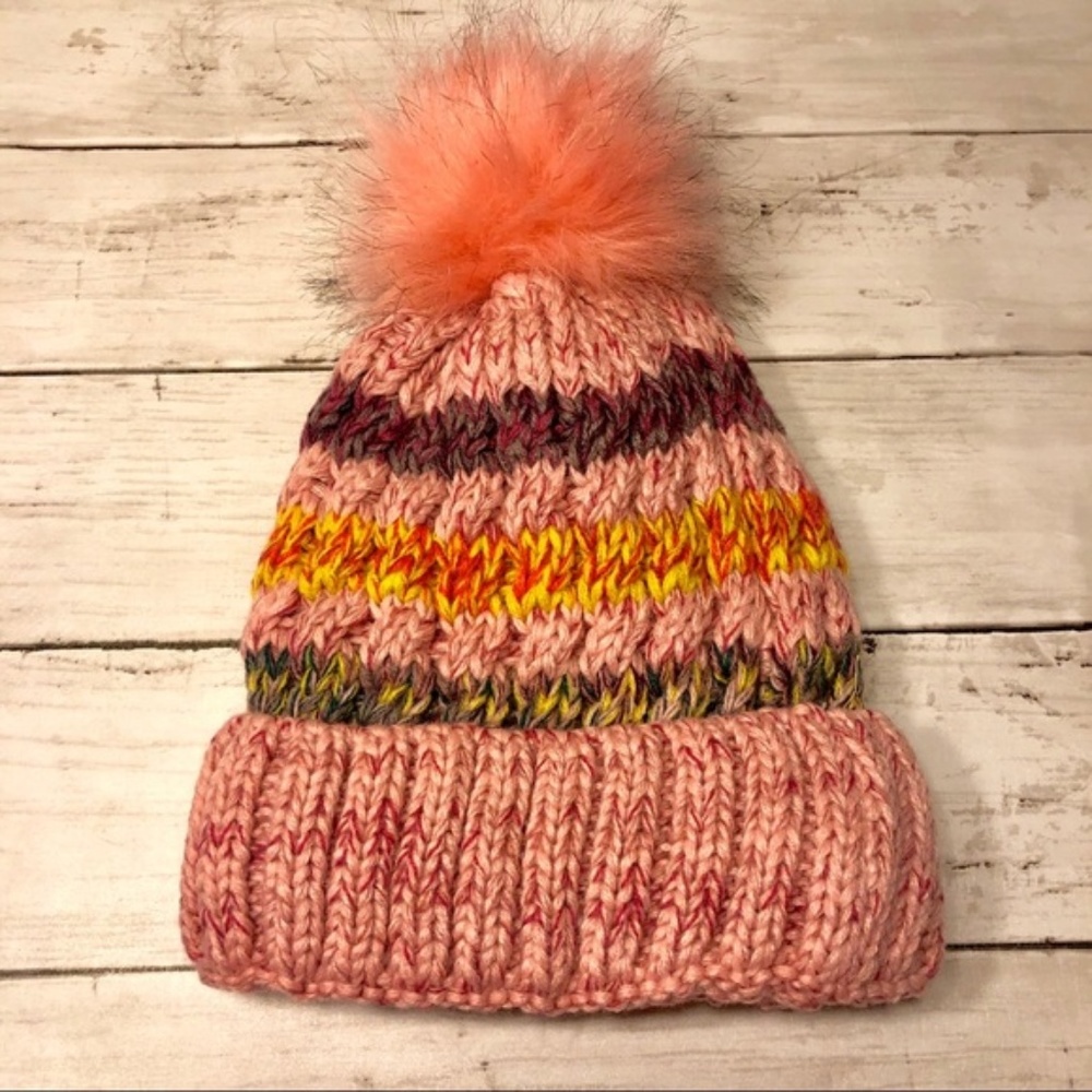 🆕 COZY Knit Fleece Lined Pom Beanie Pink